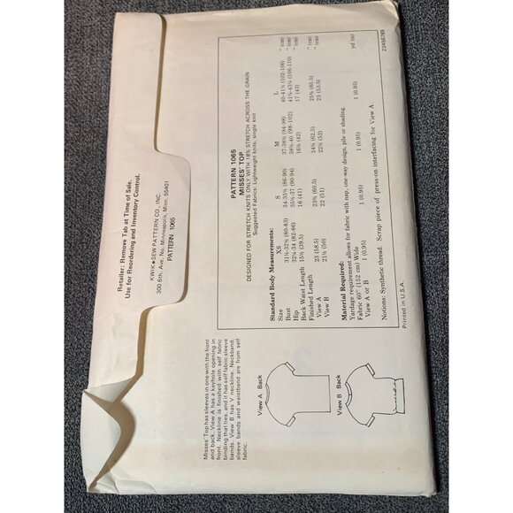 Kwik Sew Misses Shirt Sewing Pattern sz Xsm-L 1065 - uncut - Picture 3 of 3